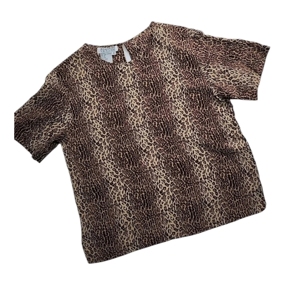 Allison Taylor Leopard Print Short Sleeve Blouse Size S - Picture 2 of 9